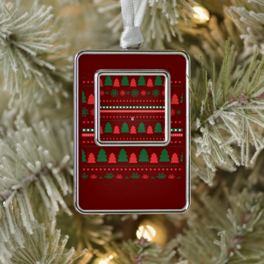 Kerstvoedsel en kerstlabel set verzilverd kader ornament (Boom)