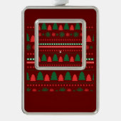 Kerstvoedsel en kerstlabel set verzilverd kader ornament (Voorkant)