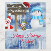 Kerstvoedsel en kerstlabel set wijn etiket (Enkel label)