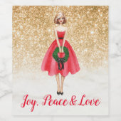 Kerstvoedsel en kerstlabel set wijn etiket (Enkel label)