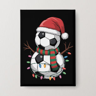 Kerstvoetbal Bal Sneeuwman Lichten Kerstman Hoed Button