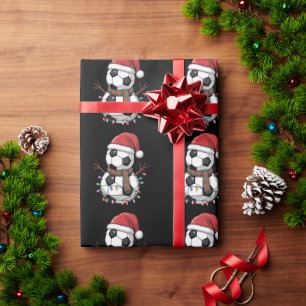 Kerstvoetbal Bal Sneeuwman Lichtjes Kerstman Hoed Cadeaupapier