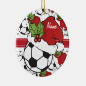 Kerstvoetbal ⚽ Ball | Personaliseren Keramisch Ornament (Rechts)