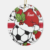 Kerstvoetbal ⚽ Ball | Personaliseren Keramisch Ornament (Links)