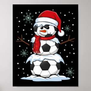 Kerstvoetbal Grappige Sneeuwman Kerst Pyjama M Poster