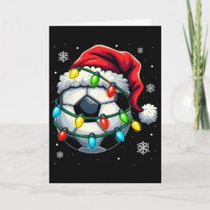 Kerstvoetbal Ll Kerstman Hoed Kerstlichten Grappig Kaart