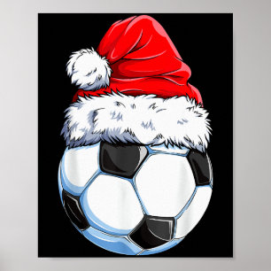 Kerstvoetbal Santa-hoed Grappige Srts Kerstmis Bo Poster