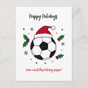 Kerstvoetbal Santa-hoed kerstkaarten Feestdagenkaart