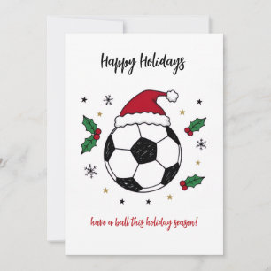 Kerstvoetbal Santa-hoed kerstkaarten Feestdagenkaart