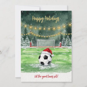 Kerstvoetbal Santa-hoed kerstkaarten Feestdagenkaart
