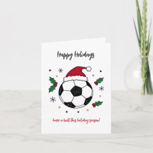 Kerstvoetbal Santa-hoed Wenskaarten Feestdagen Kaart