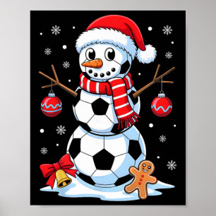 Kerstvoetbal Sneeuwman Kerstman Hoed Kerst Pyjama' Poster