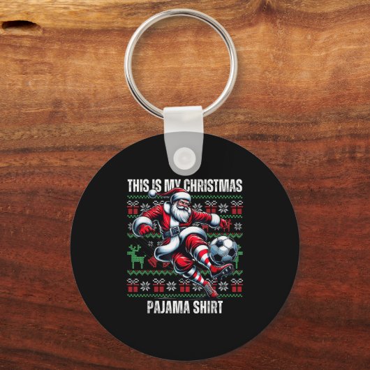 Kerstvoetballer Srt Lover Santa Hat Xmas P Sleutelhanger (Voorkant)
