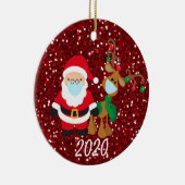 Kerstvoetmasker, kerstman en rendier, 2020 Sequin Keramisch Ornament (Rechts)