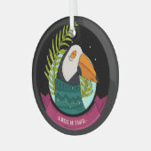 Kerstvogel altijd blij zijn glas ornament (Voorkant links)