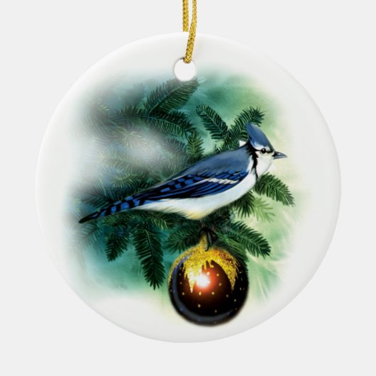 kerstvogel blauw jay Tree Ornament (Voorkant)