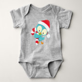 Kerstvogel, Cute Bird, Santa Hat, Candy Cane Romper (Voorkant)