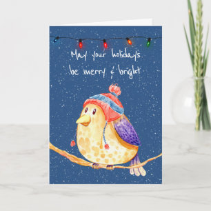 kerstvogel in Snowflakes op blauw Kaart