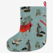 kerstvogel kardinaal Nuthatch Chickadee Snow Grote Kerstsok (Achterkant)