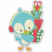 Kerstvogel, koetsvogel, geschenken, Cadeaus, kerst Sticker (Voorkant)