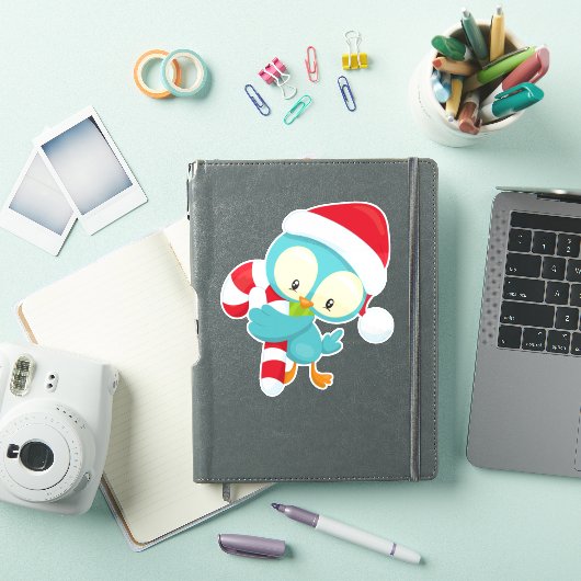 Kerstvogel, Mooie Vogel, Kerstmannenhoed, Suikerst Sticker (iPad Cover)