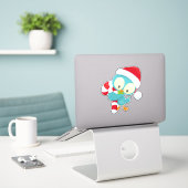 Kerstvogel, Mooie Vogel, Kerstmannenhoed, Suikerst Sticker (Laptop op bureau)