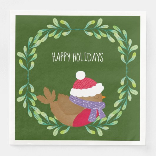 kerstvogel op een bijkantoor in Napkin Servet (Voorkant)