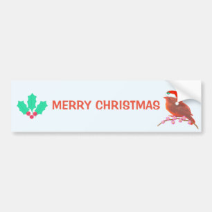 Kerstvogel op lichtblauw bumpersticker