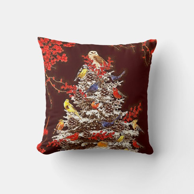 Kerstvogelaar Kussen (Voorkant)
