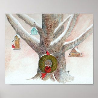 kerstvogelboom poster