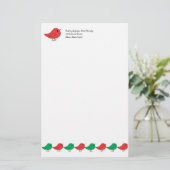 Kerstvogelfamilie Briefpapier (Staand voorkant)