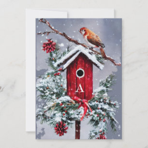 Kerstvogelhuis initiële begroting Kerstmis Feestdagenkaart