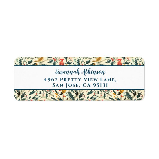 Kerstvogels en bladeren etiket (Voorkant)