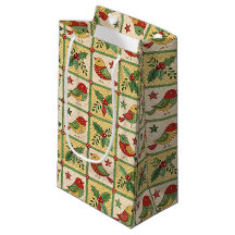 Kerstvogels en hulstbes Vintage Volkskunst