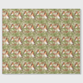 Kerstvogels en pijnhout en bessen cadeaupapier (Vlak)
