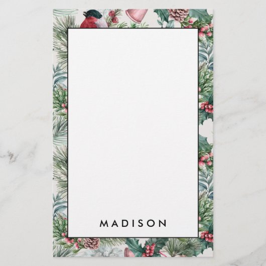 kerstvogels en sinaasappelpatronen briefpapier (Voorkant)