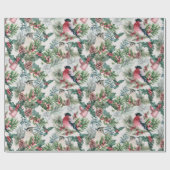 kerstvogels en sinaasappelpatronen cadeaupapier (Vlak)