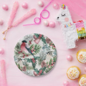 kerstvogels en sinaasappelpatronen papieren bordje (Feest)