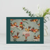  kerstvogels feestdagenkaart (Staand voorkant)