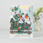 kerstvogels Holly Kaart (Staand voorkant)