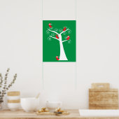 Kerstvogels in een boom poster (Keuken)