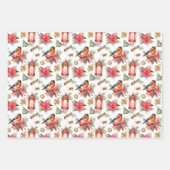 Kerstvogels, koekjes, pekels en staven inpakpapier vel (Voorkant)