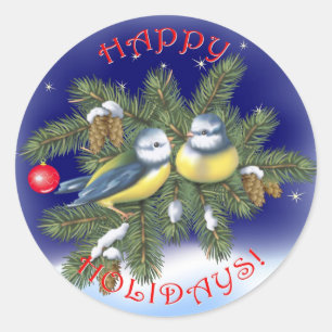 kerstvogels ronde sticker