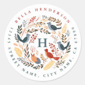 Kerstvogels ronde Stickers (Voorkant)