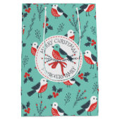 Kerstvogels Sjabloon met vrolijk kerstfeest Medium Cadeauzakje (Achterkant)