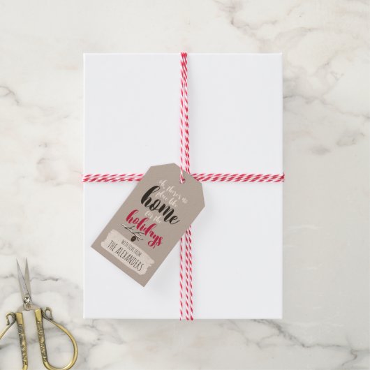 Kerstvogels 'Thuis voor de Feestdagen' persoonlijk Cadeaulabel (Met Touw)