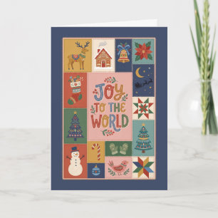 Kerstvolks kunstdeken 'Joy To The World' Kerstmis Feestdagen Kaart
