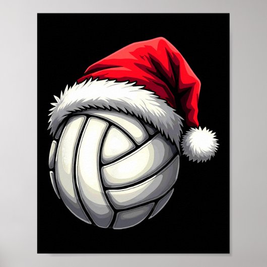 Kerstvolleybal Santa Hat Poster (Voorkant)