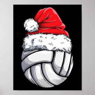 Kerstvolleyball Santa Hat Funny Sport Xm Poster