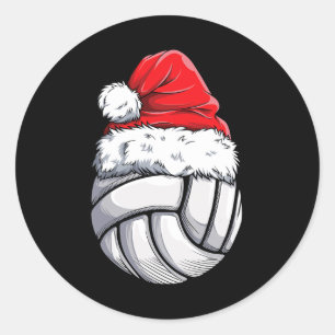 Kerstvolleyball Santa Hat Funny Sport Xm Ronde Sticker
